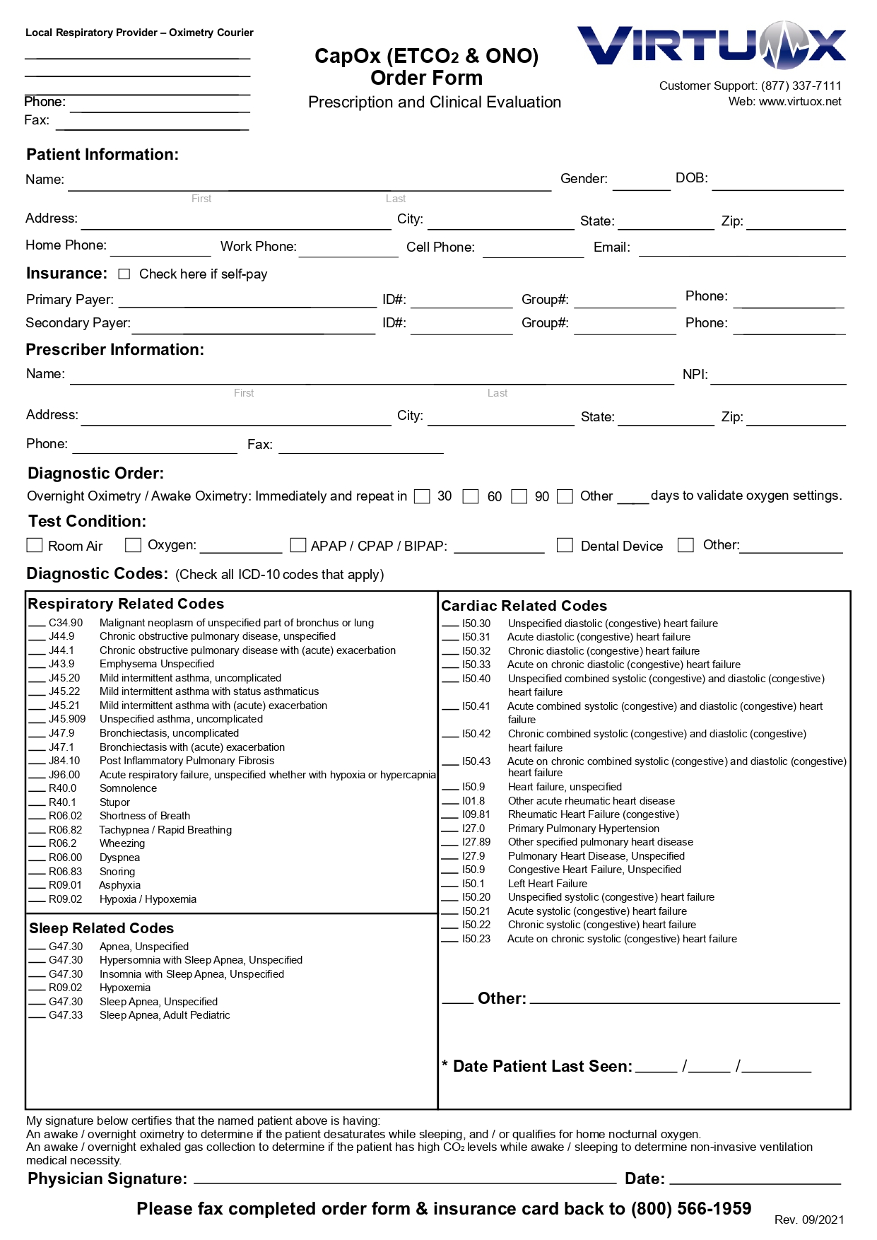 CapOx (ETCO <sub>2</sub> & ONO) Order Form