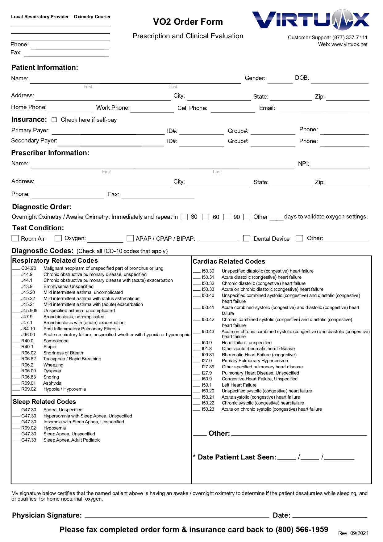 VO2 Order Form